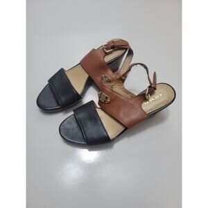 Coach Hendrick Black Tan Wedge Sandal Women’s Size 7.5